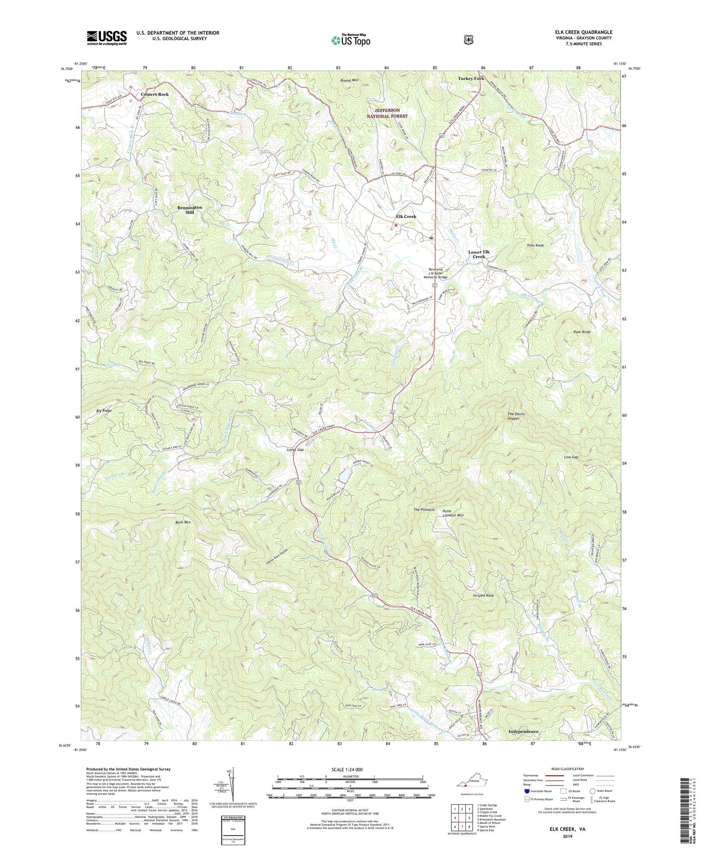 Elk Creek Virginia US Topo Map Image