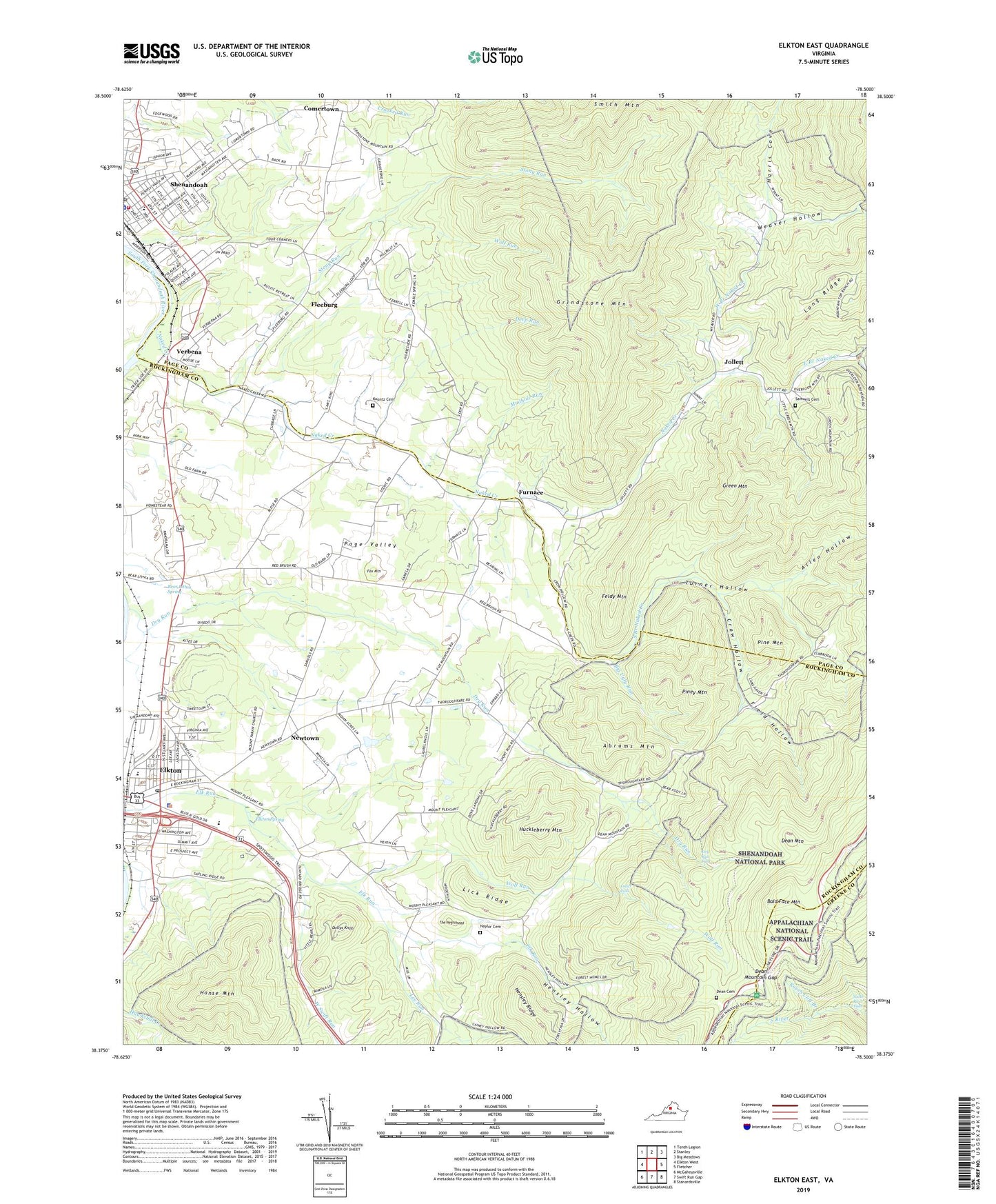 Elkton East Virginia US Topo Map Image