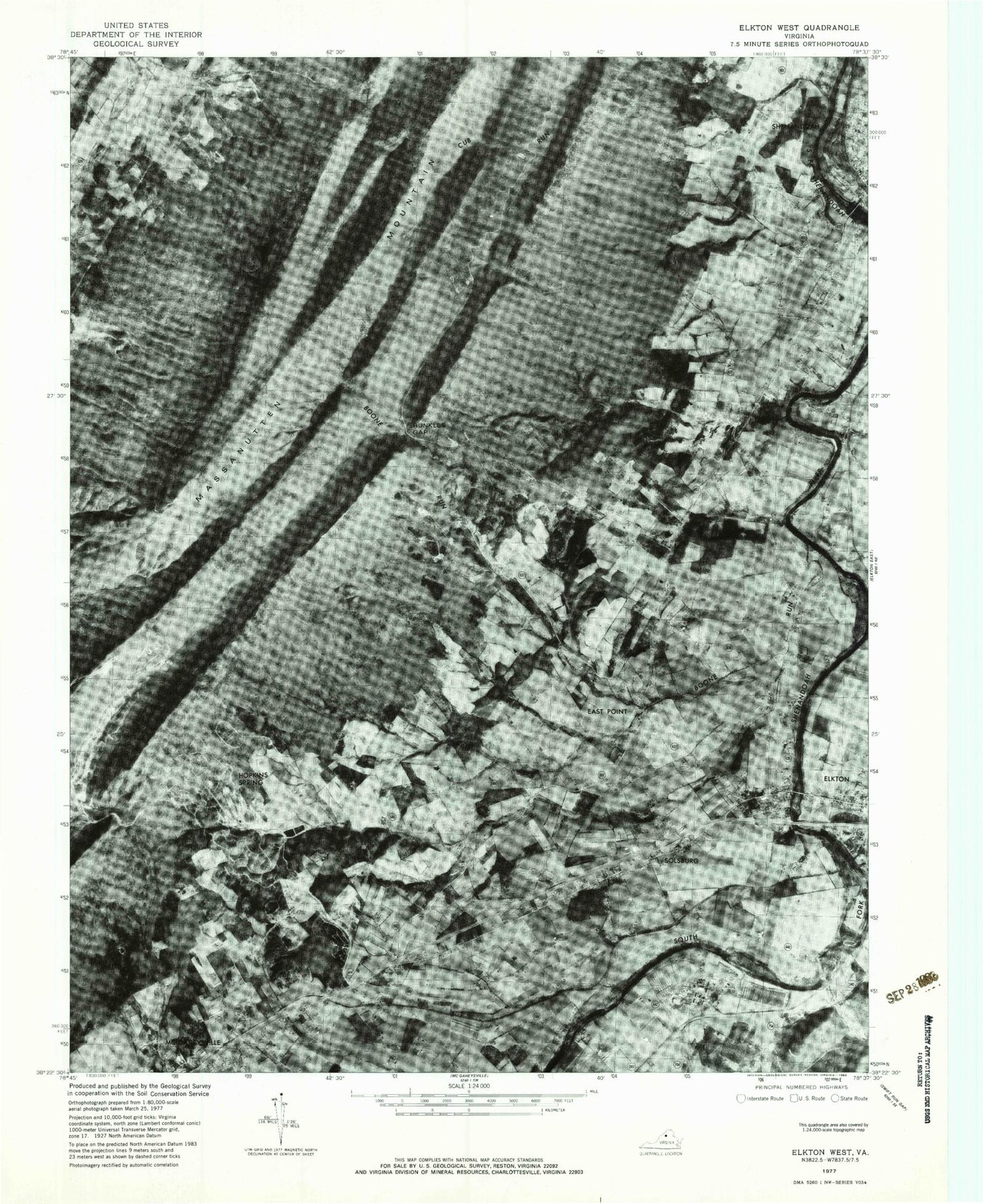 Classic USGS Elkton West Virginia 7.5'x7.5' Topo Map Image