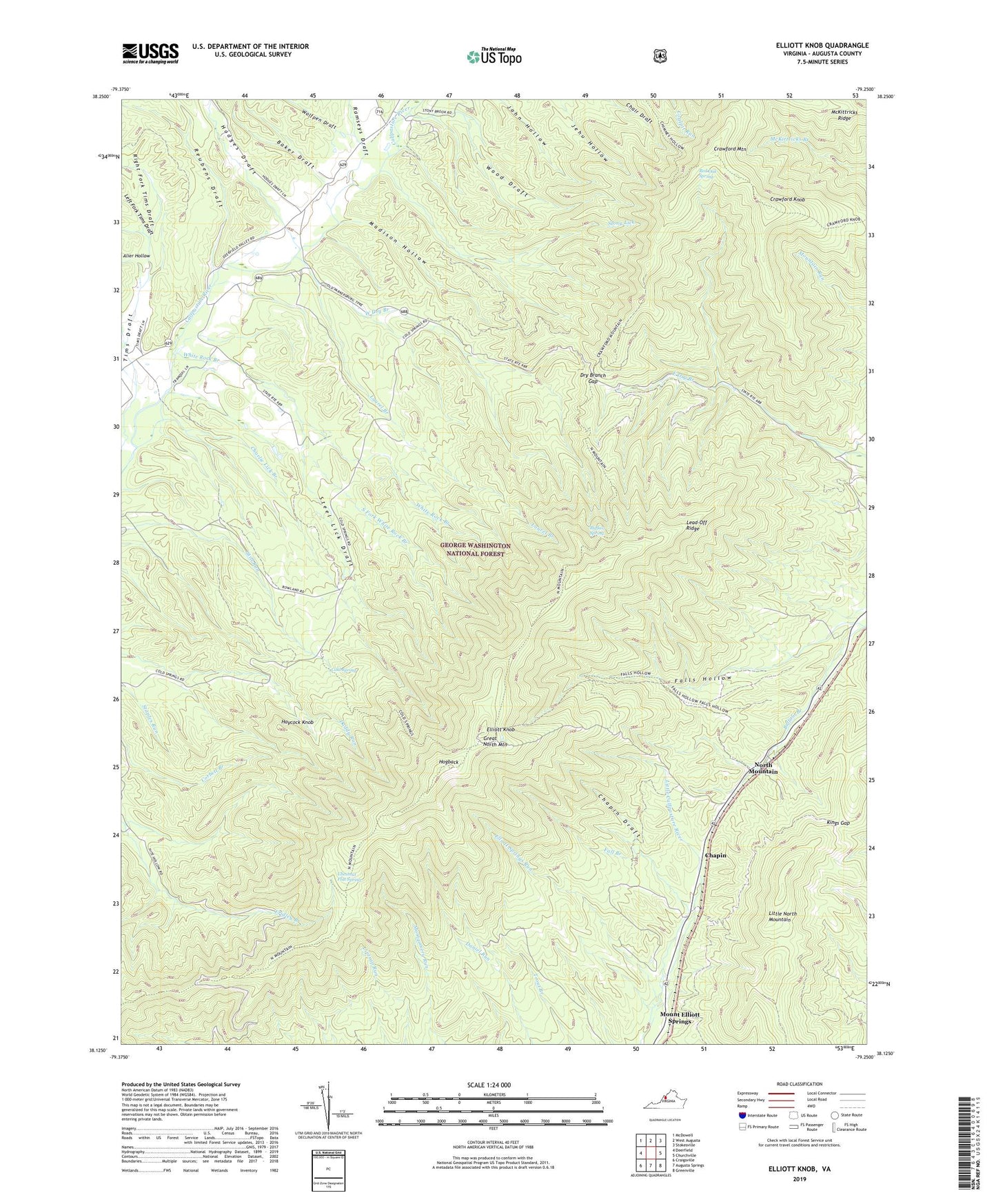 Elliott Knob Virginia US Topo Map Image