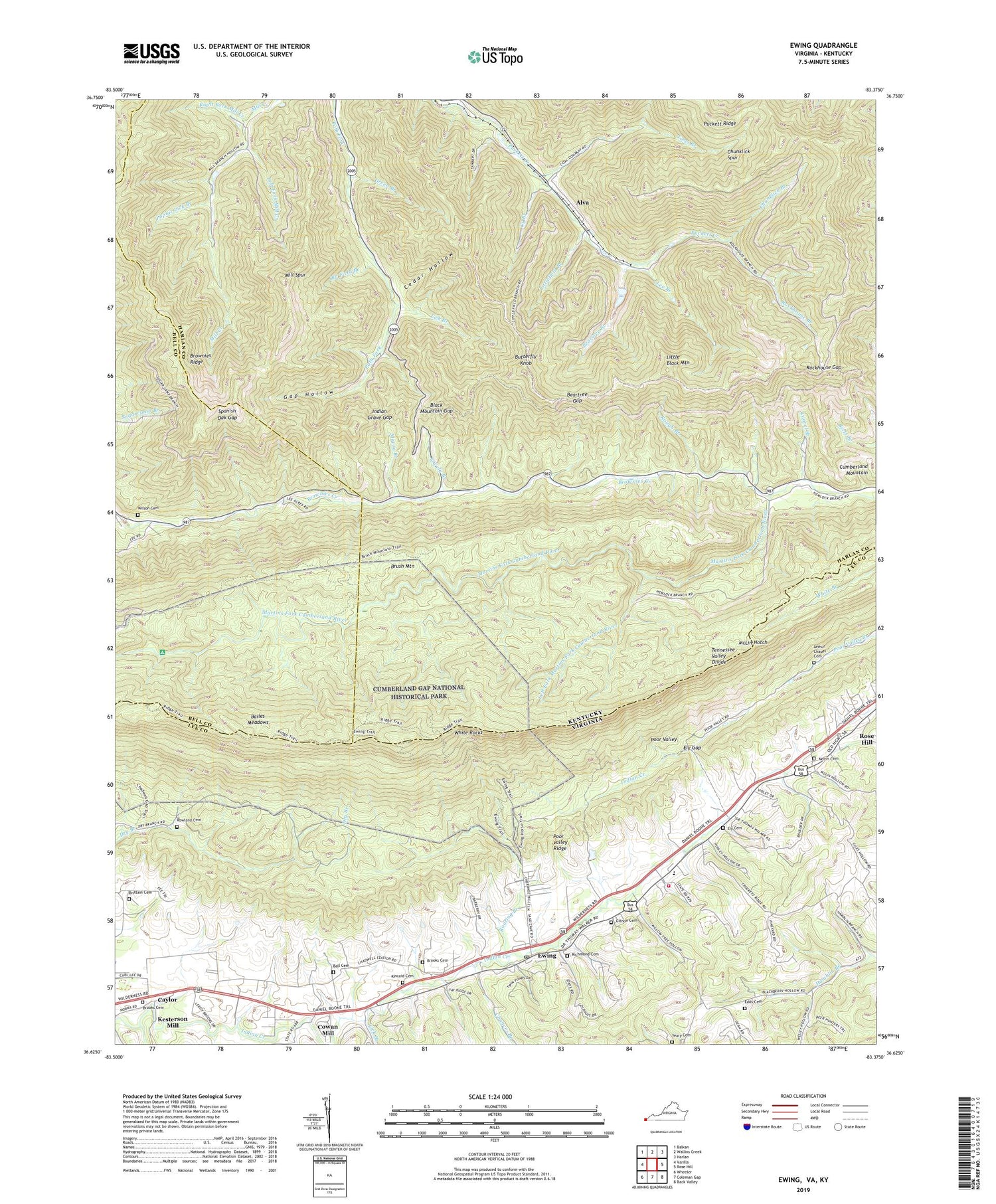 Ewing Virginia US Topo Map Image