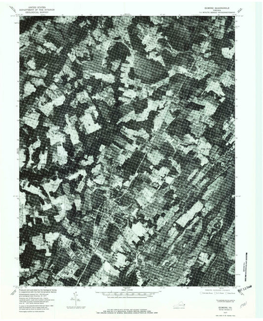 Classic USGS Exmore Virginia 7.5'x7.5' Topo Map Image