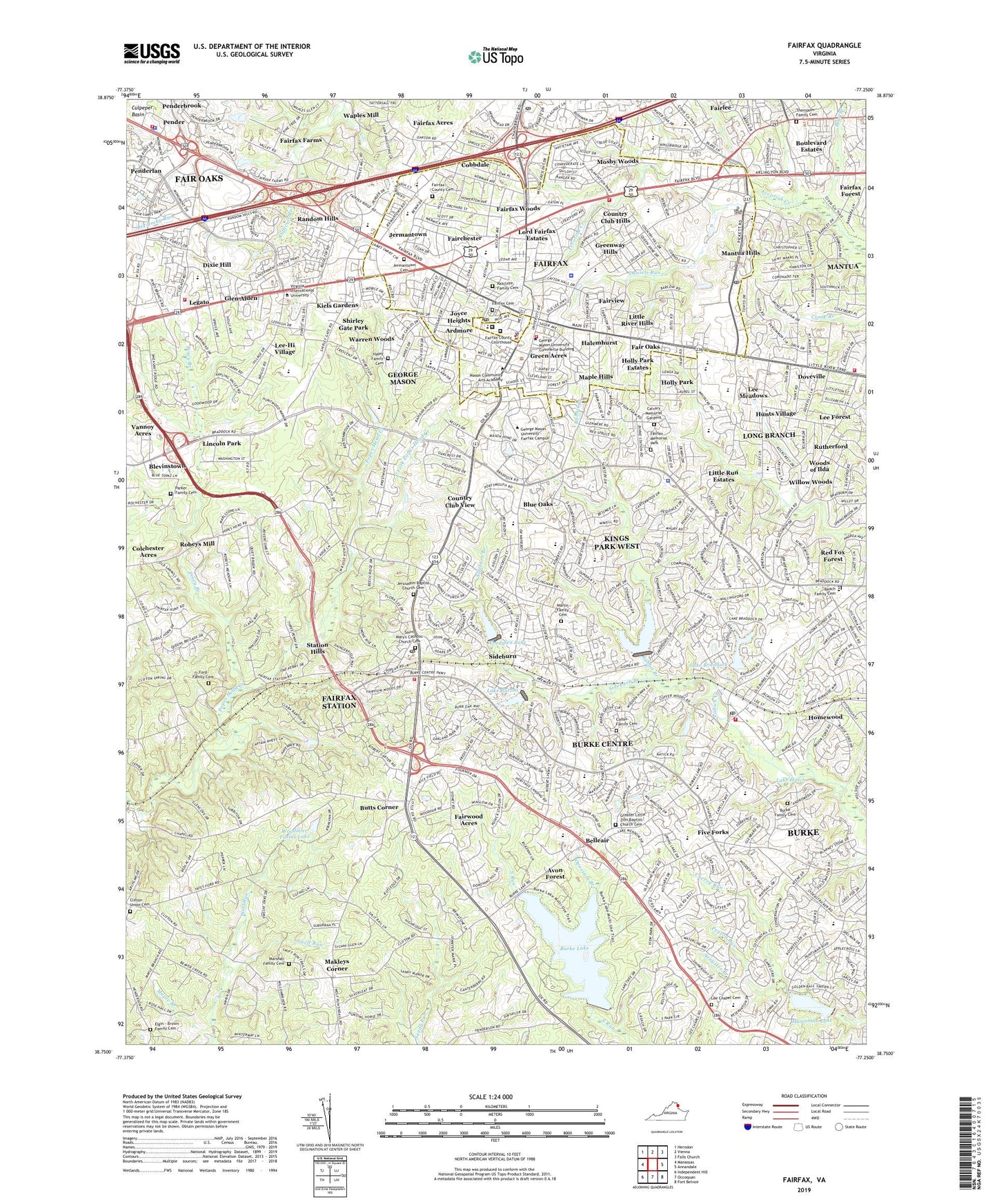 Fairfax Virginia US Topo Map Image