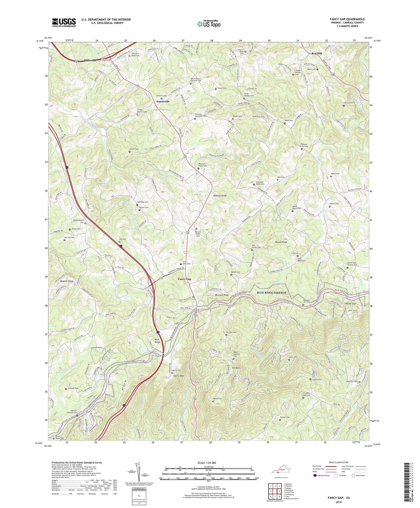 Fancy Gap Virginia US Topo Map Image