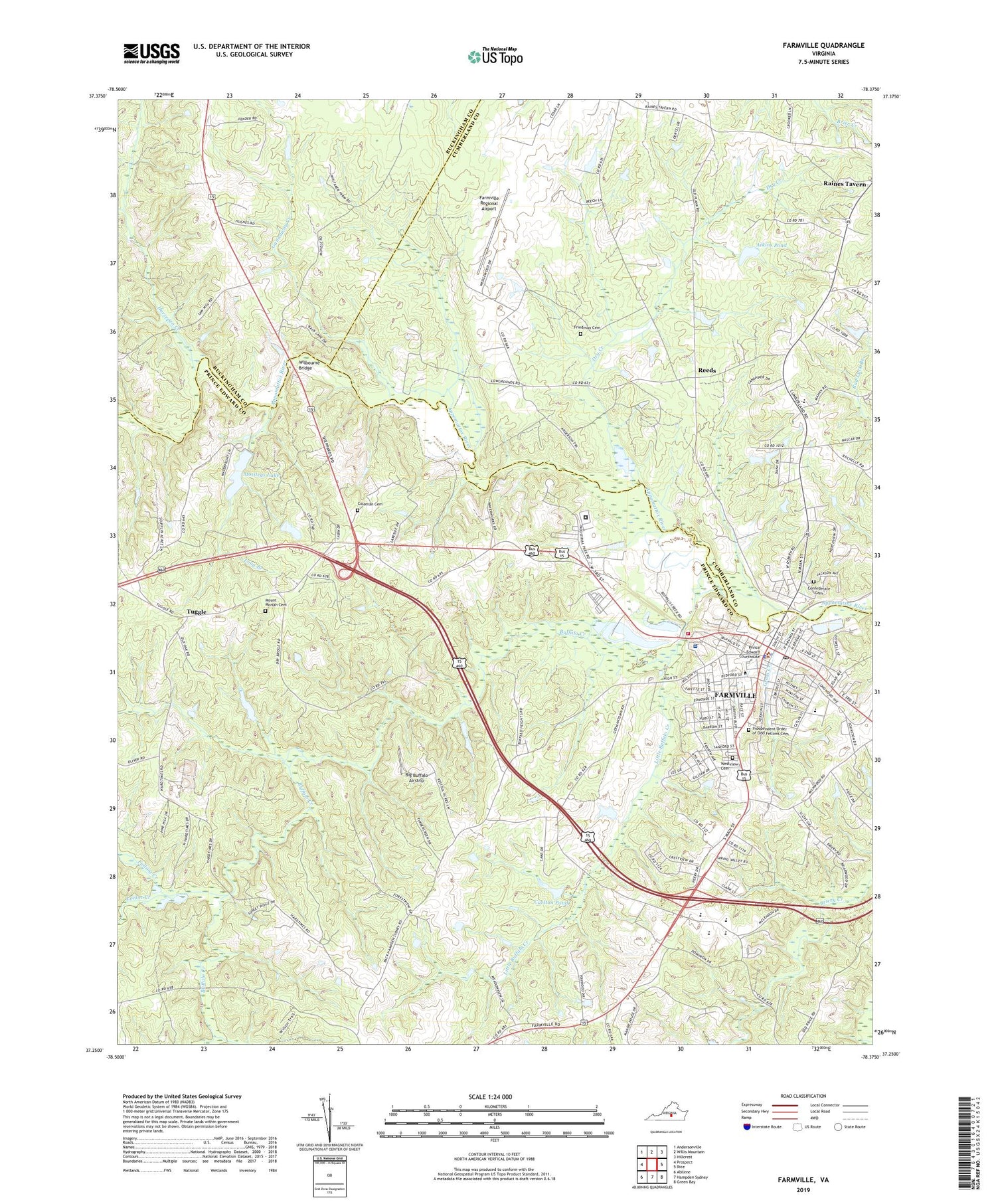 Farmville Virginia US Topo Map Image
