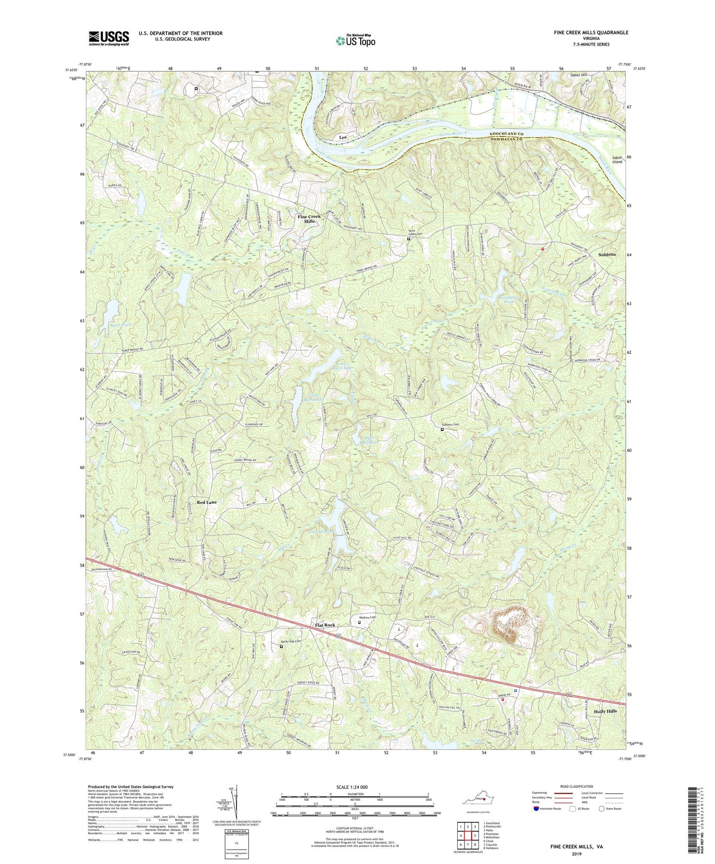Fine Creek Mills Virginia US Topo Map Image