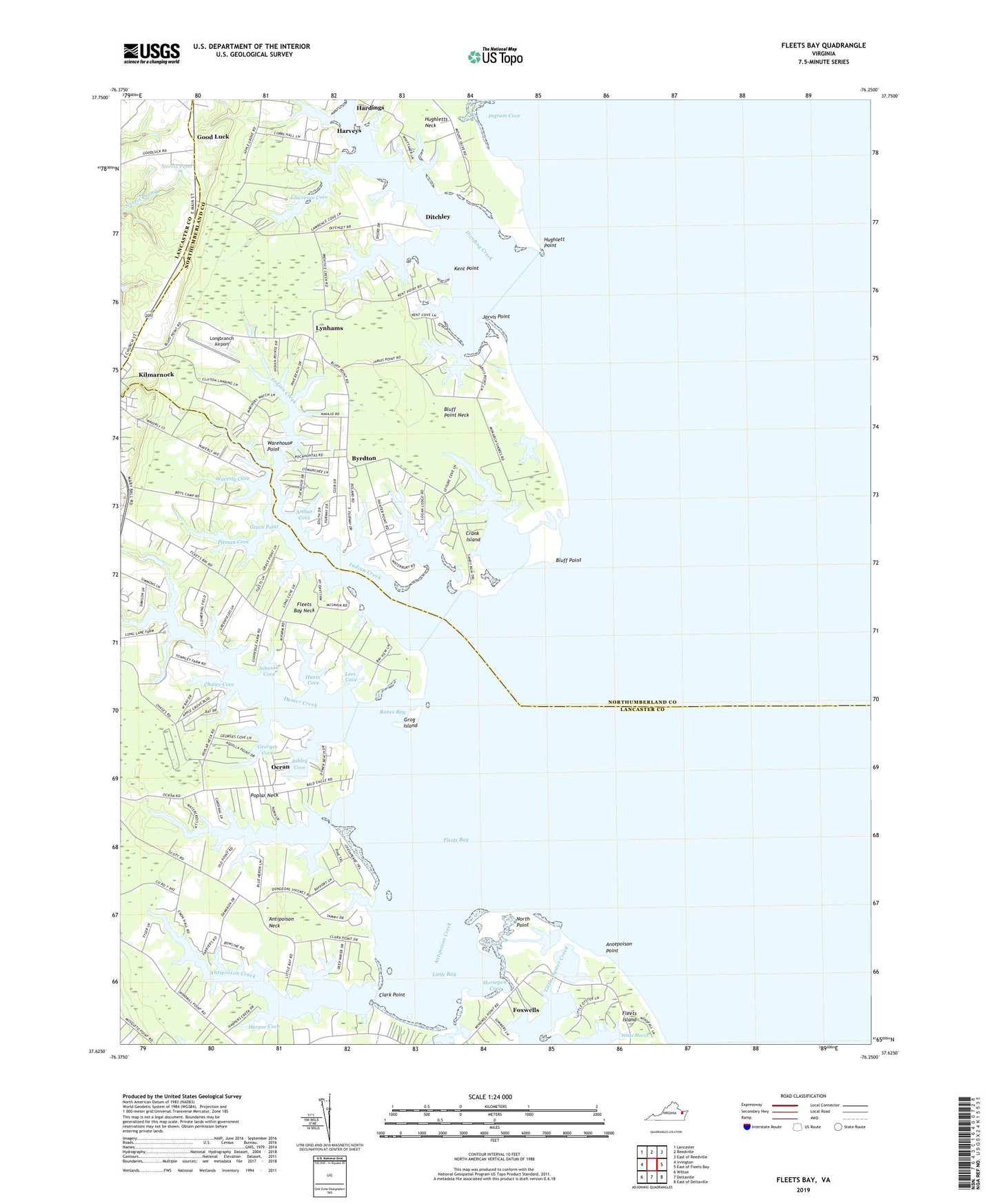 Fleets Bay Virginia US Topo Map Image