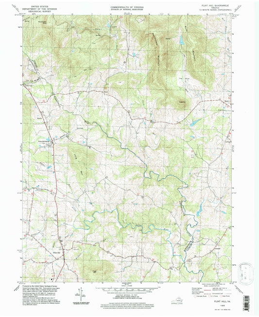 Classic USGS Flint Hill Virginia 7.5'x7.5' Topo Map Image