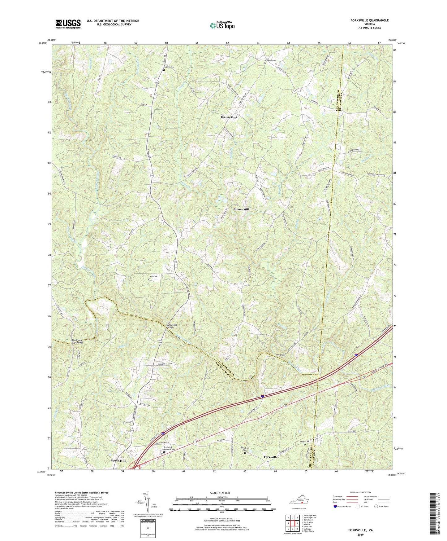 Forksville Virginia US Topo Map Image
