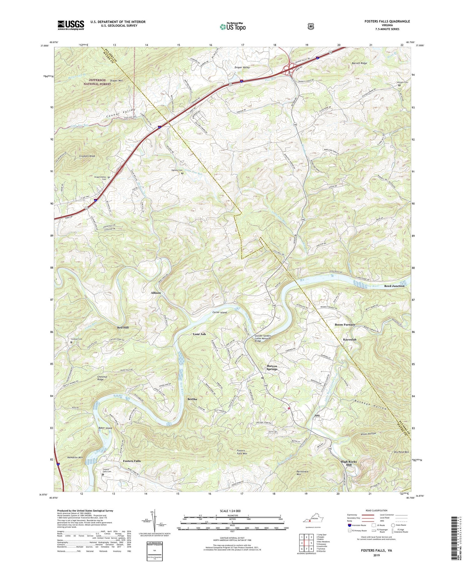 Fosters Falls Virginia US Topo Map Image