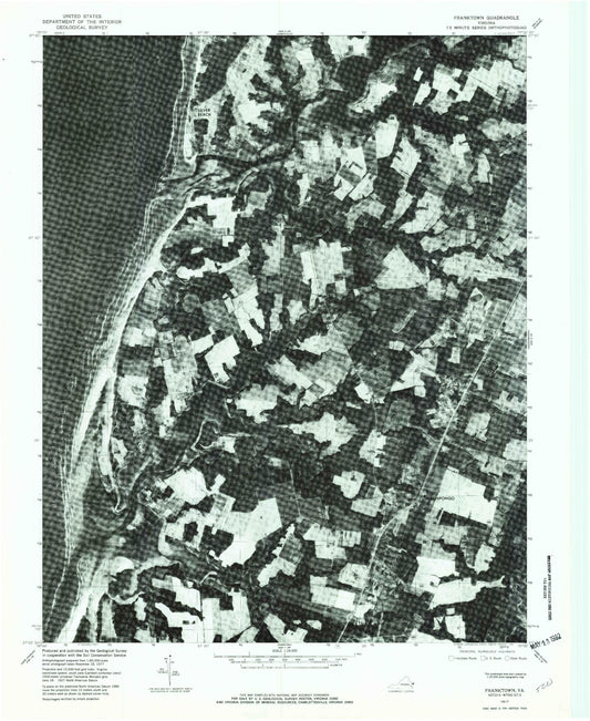 Classic USGS Franktown Virginia 7.5'x7.5' Topo Map Image