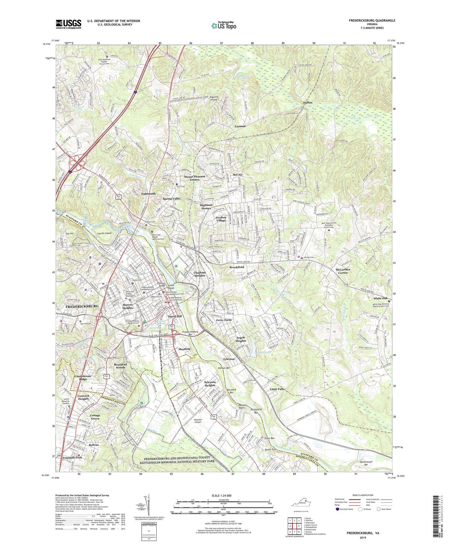 Fredericksburg Virginia US Topo Map Image