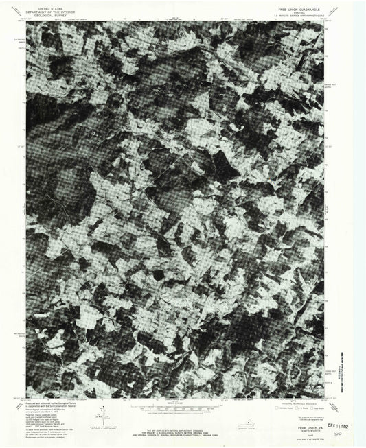 Classic USGS Free Union Virginia 7.5'x7.5' Topo Map Image