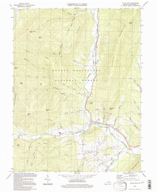 Classic USGS Fulks Run Virginia 7.5'x7.5' Topo Map Image