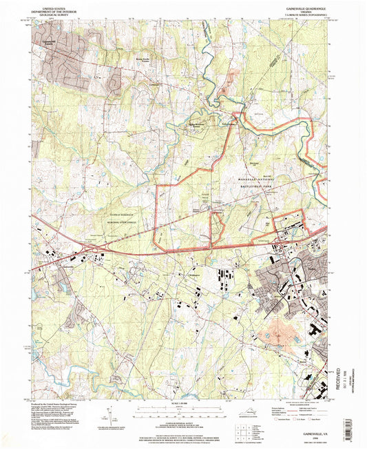 Classic USGS Gainesville Virginia 7.5'x7.5' Topo Map Image