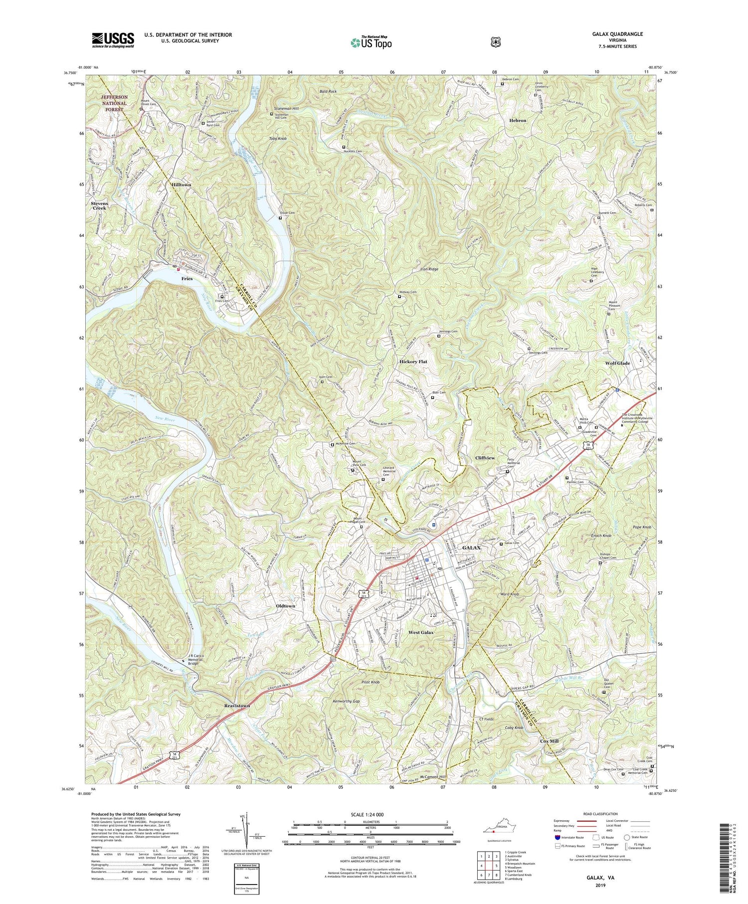 Galax Virginia US Topo Map Image