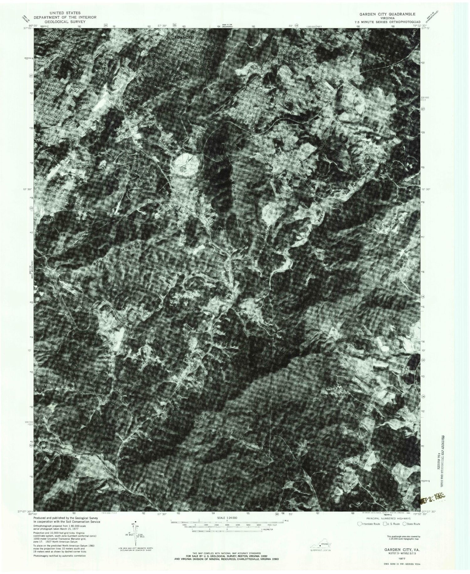 Classic USGS Garden City Virginia 7.5'x7.5' Topo Map Image