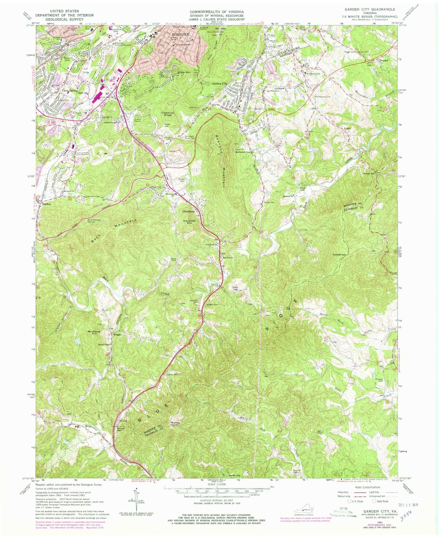 Classic USGS Garden City Virginia 7.5'x7.5' Topo Map Image