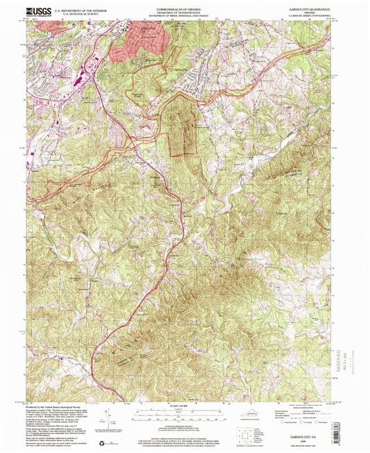 Classic USGS Garden City Virginia 7.5'x7.5' Topo Map Image