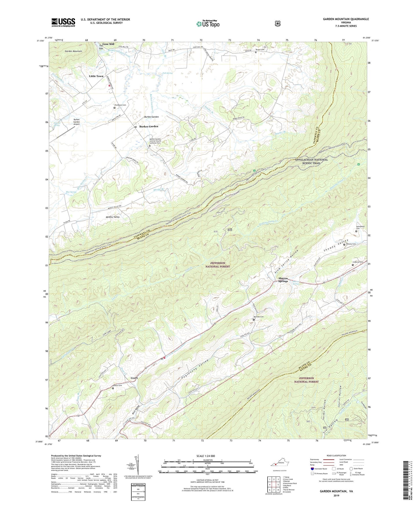 Garden Mountain Virginia US Topo Map Image