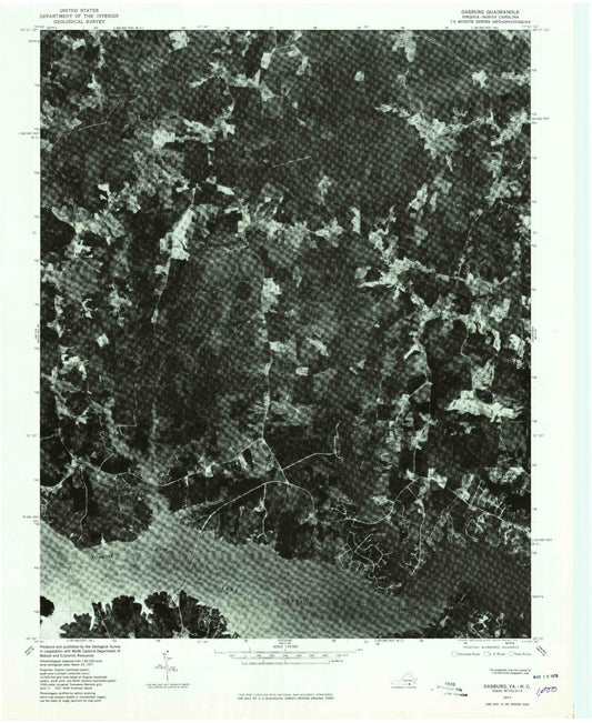 Classic USGS Gasburg Virginia 7.5'x7.5' Topo Map Image