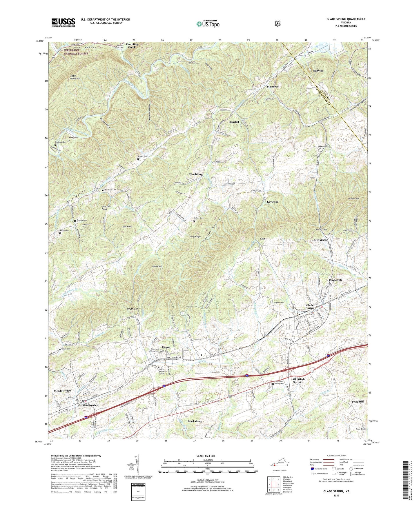 Glade Spring Virginia US Topo Map Image