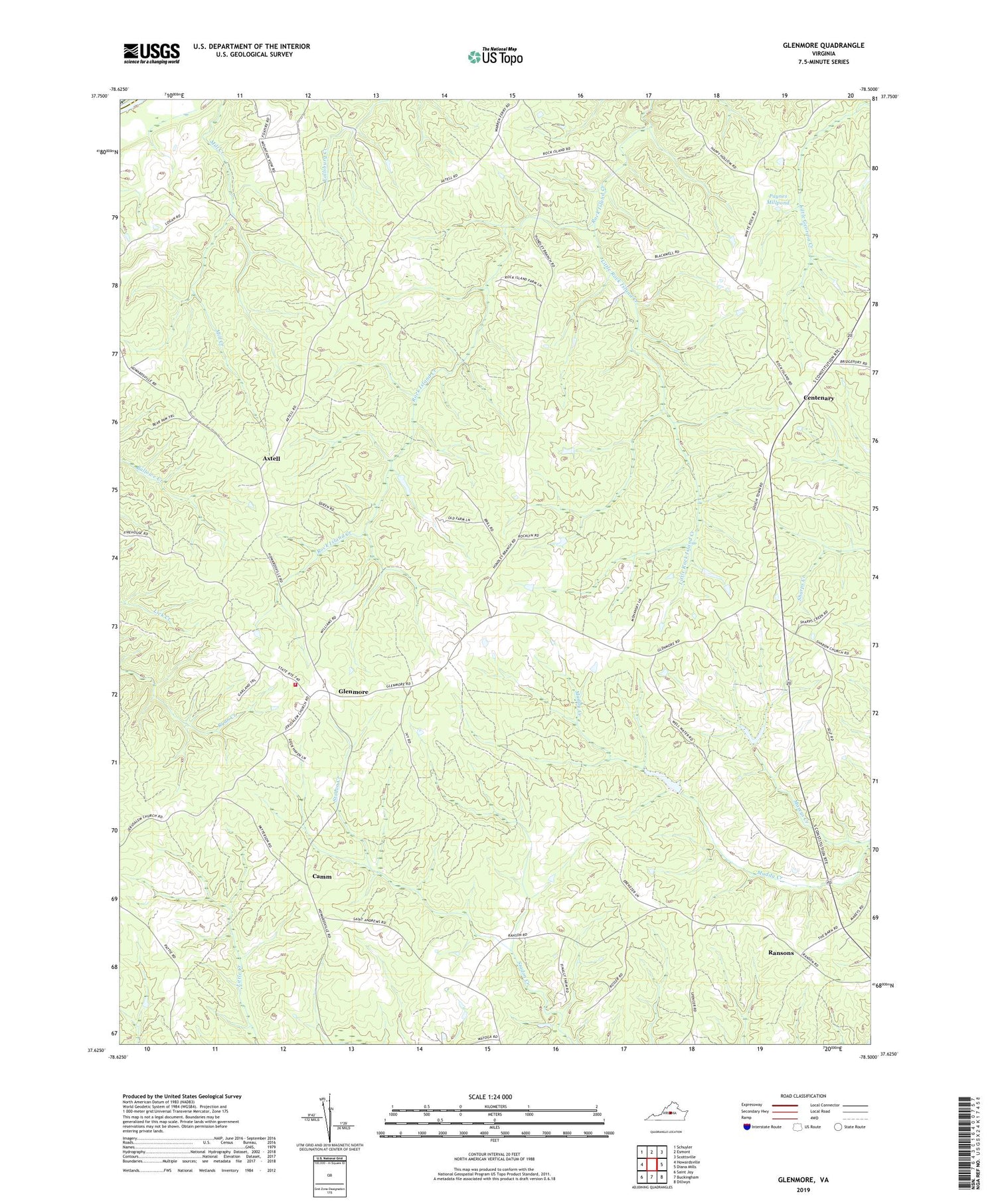 Glenmore Virginia US Topo Map Image