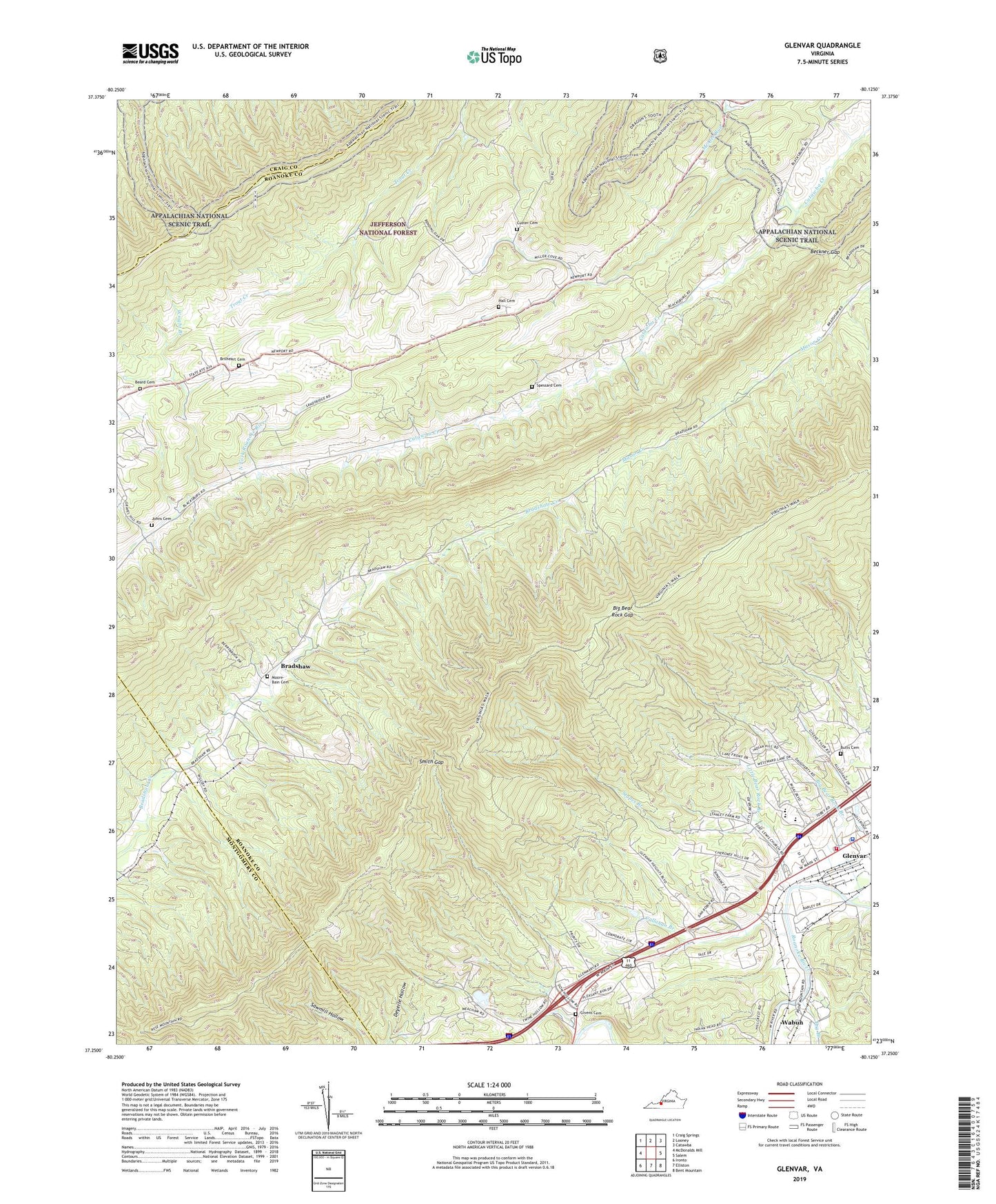 Glenvar Virginia US Topo Map Image