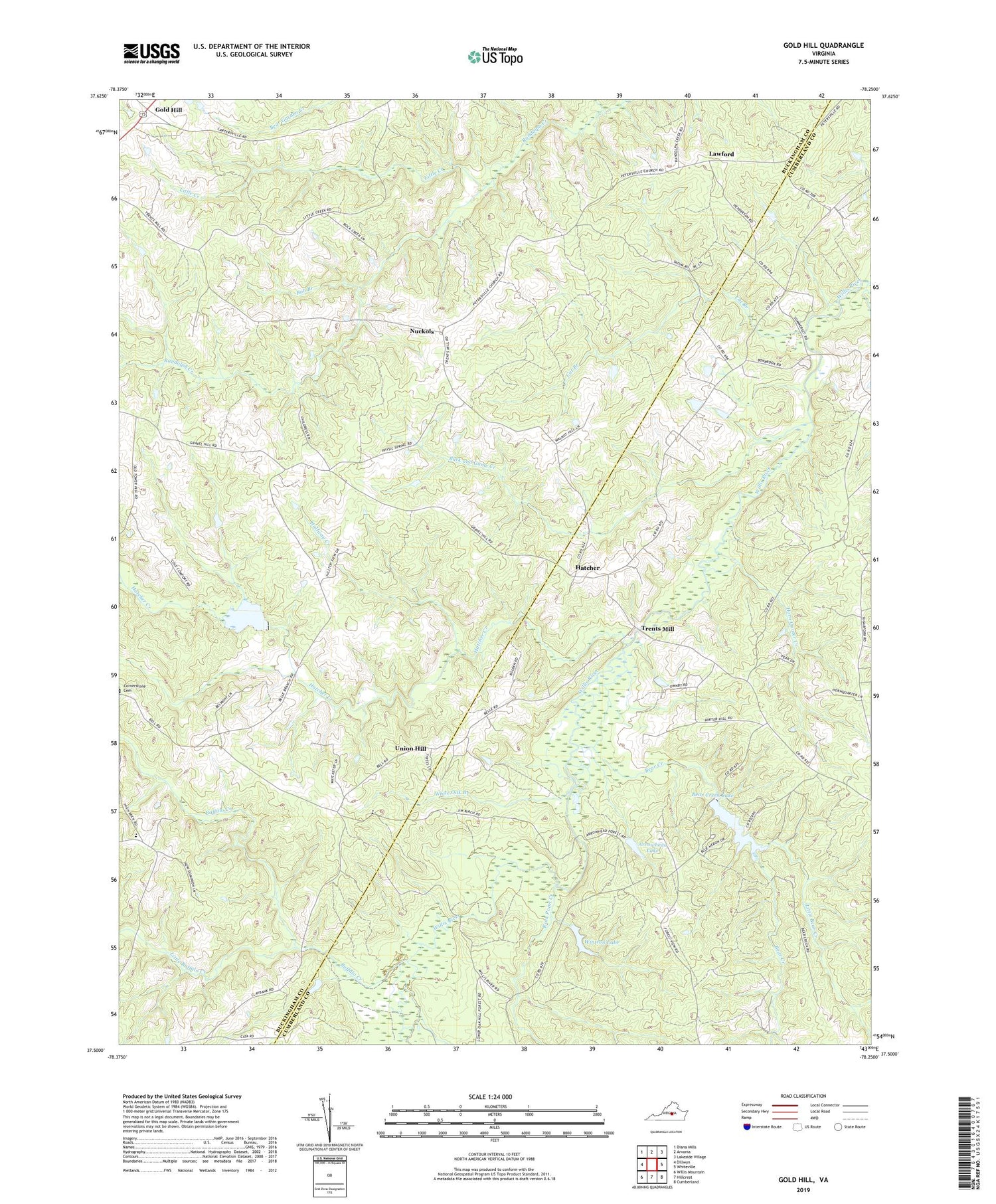 Gold Hill Virginia US Topo Map Image