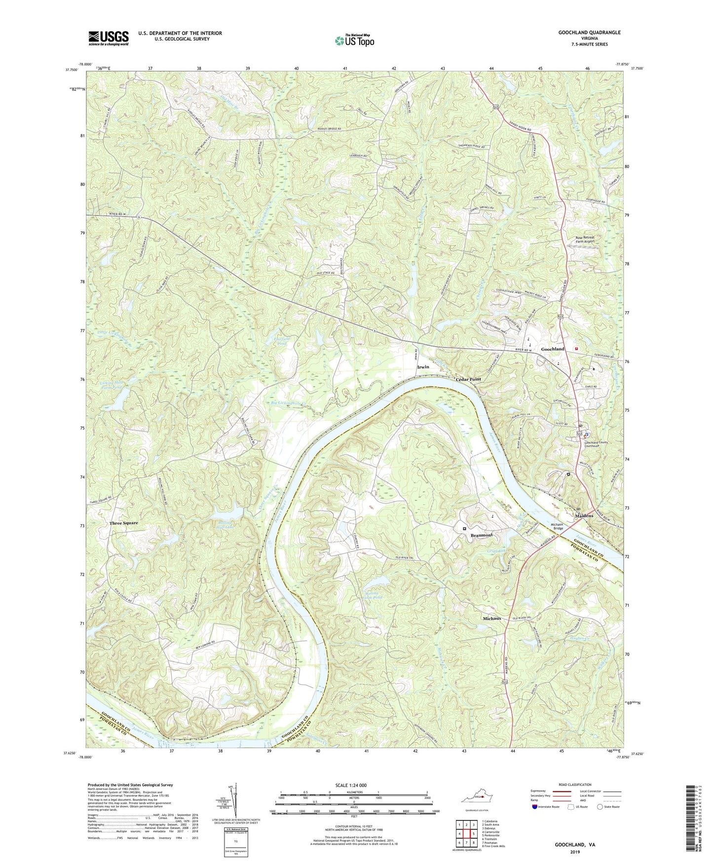 Goochland Virginia US Topo Map Image