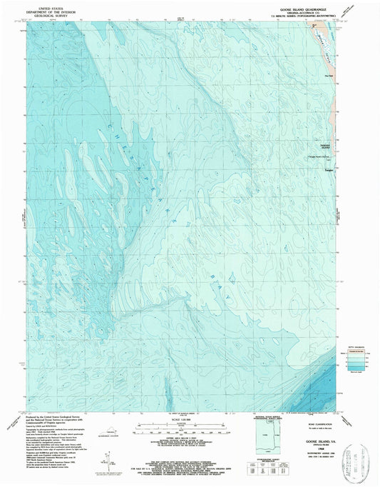 Classic USGS Goose Island Virginia 7.5'x7.5' Topo Map Image