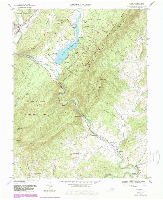 USGS Classic Goshen Virginia 7.5'x7.5' Topo Map Image