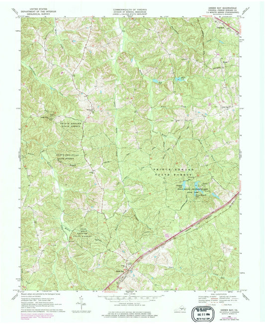 Classic USGS Green Bay Virginia 7.5'x7.5' Topo Map Image