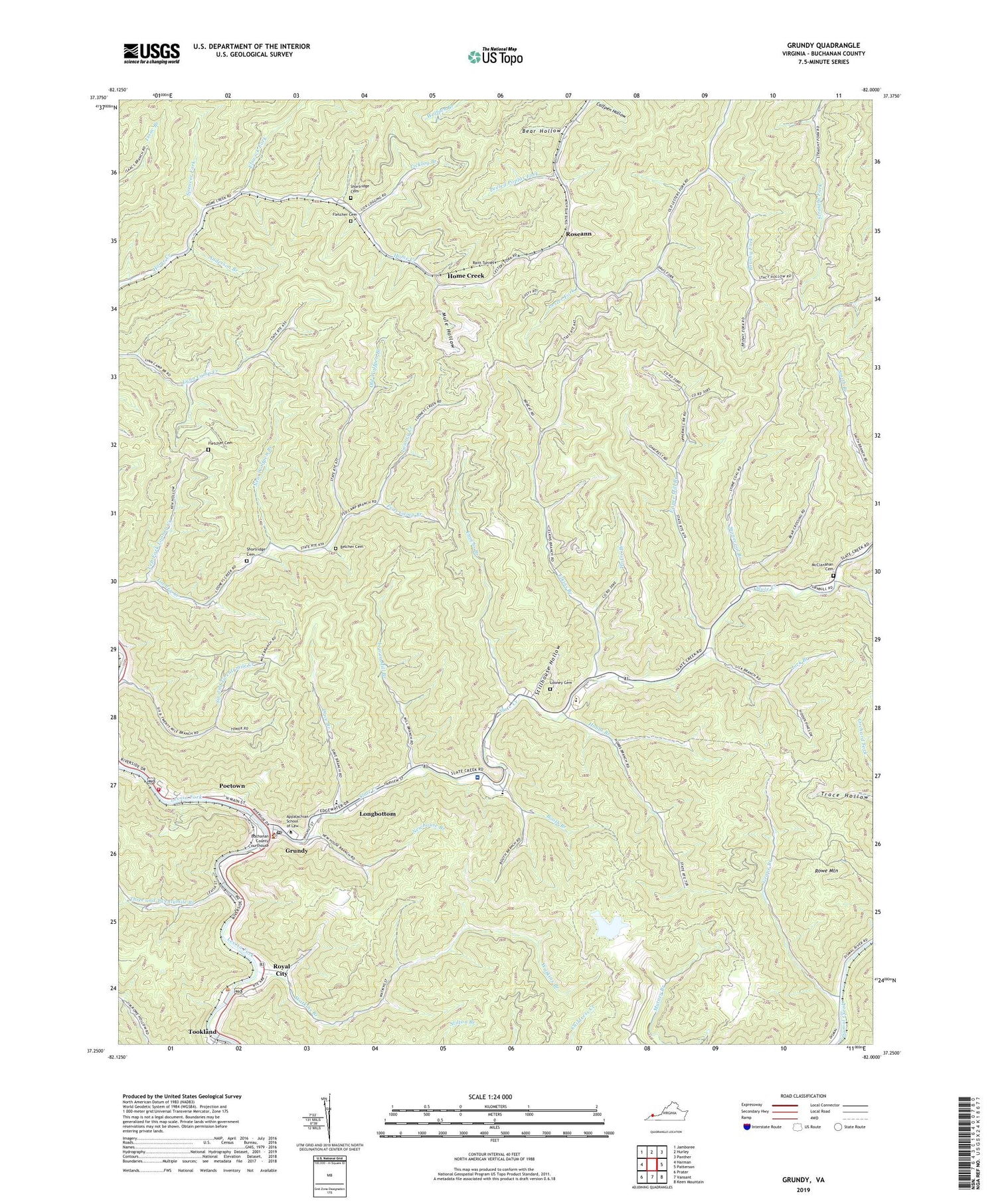 Grundy Virginia US Topo Map Image