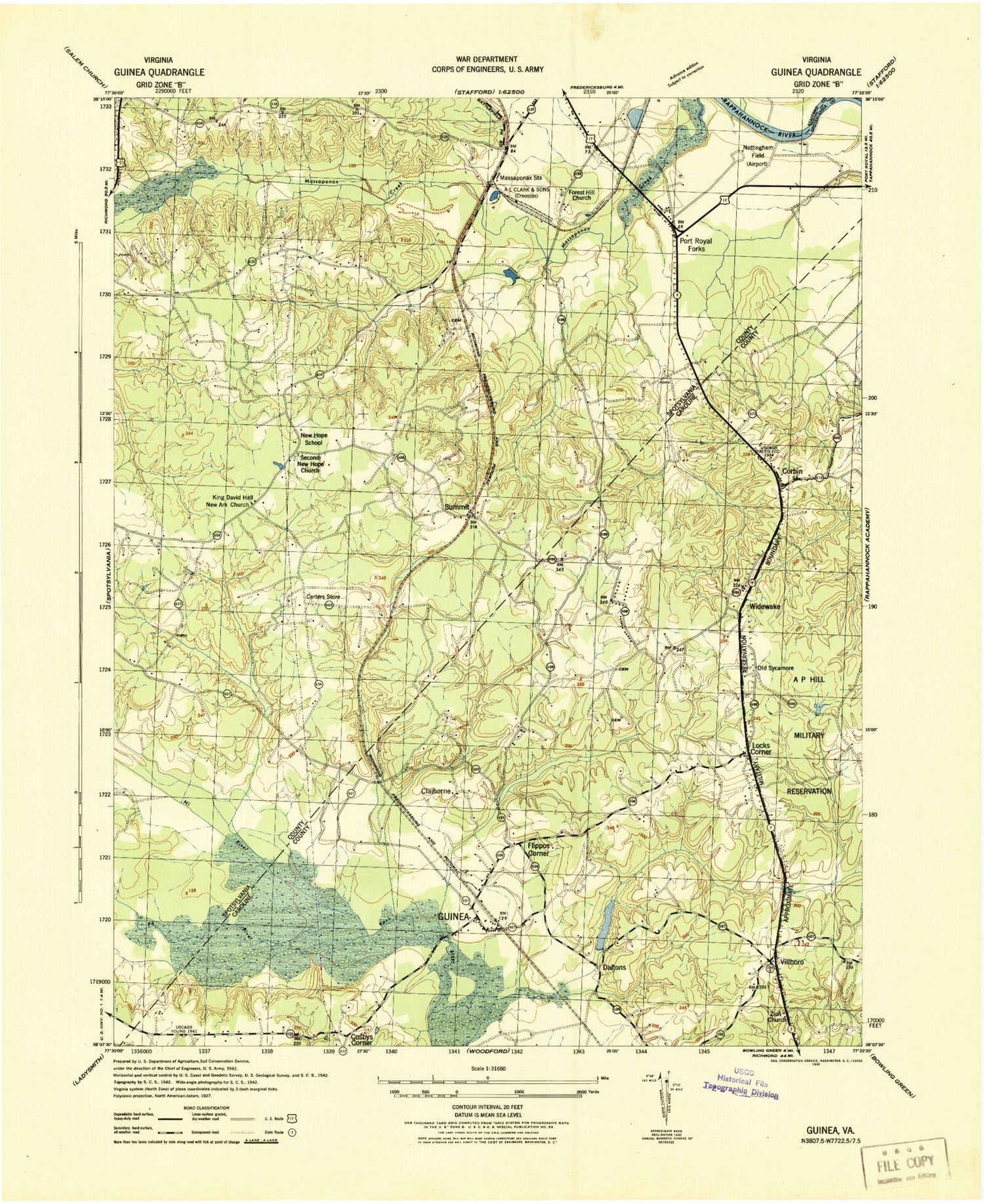 Classic USGS Guinea Virginia 7.5'x7.5' Topo Map Image