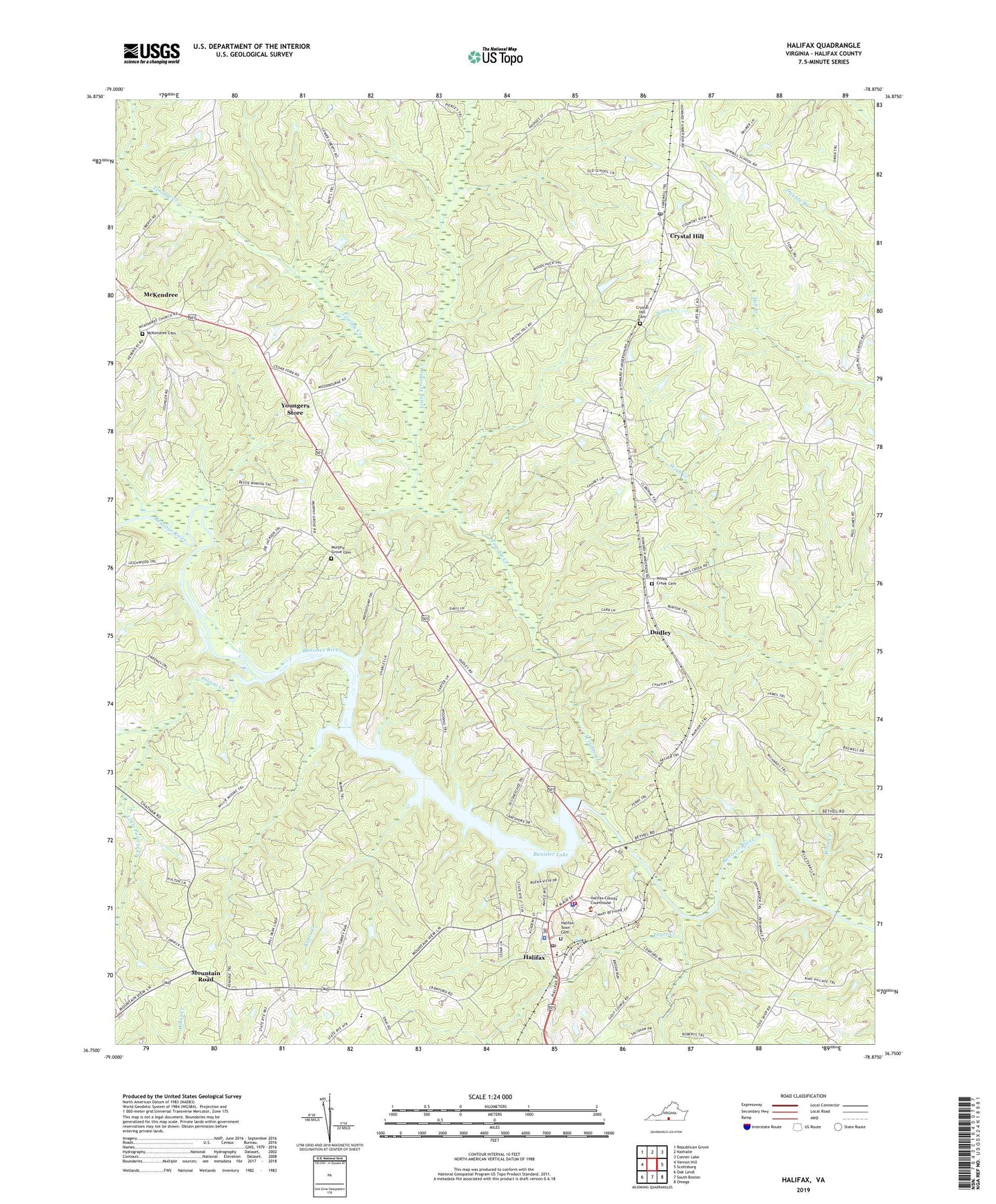 Halifax Virginia US Topo Map Image