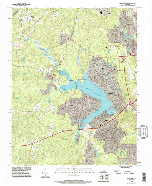 Classic USGS Hallsboro Virginia 7.5'x7.5' Topo Map Image