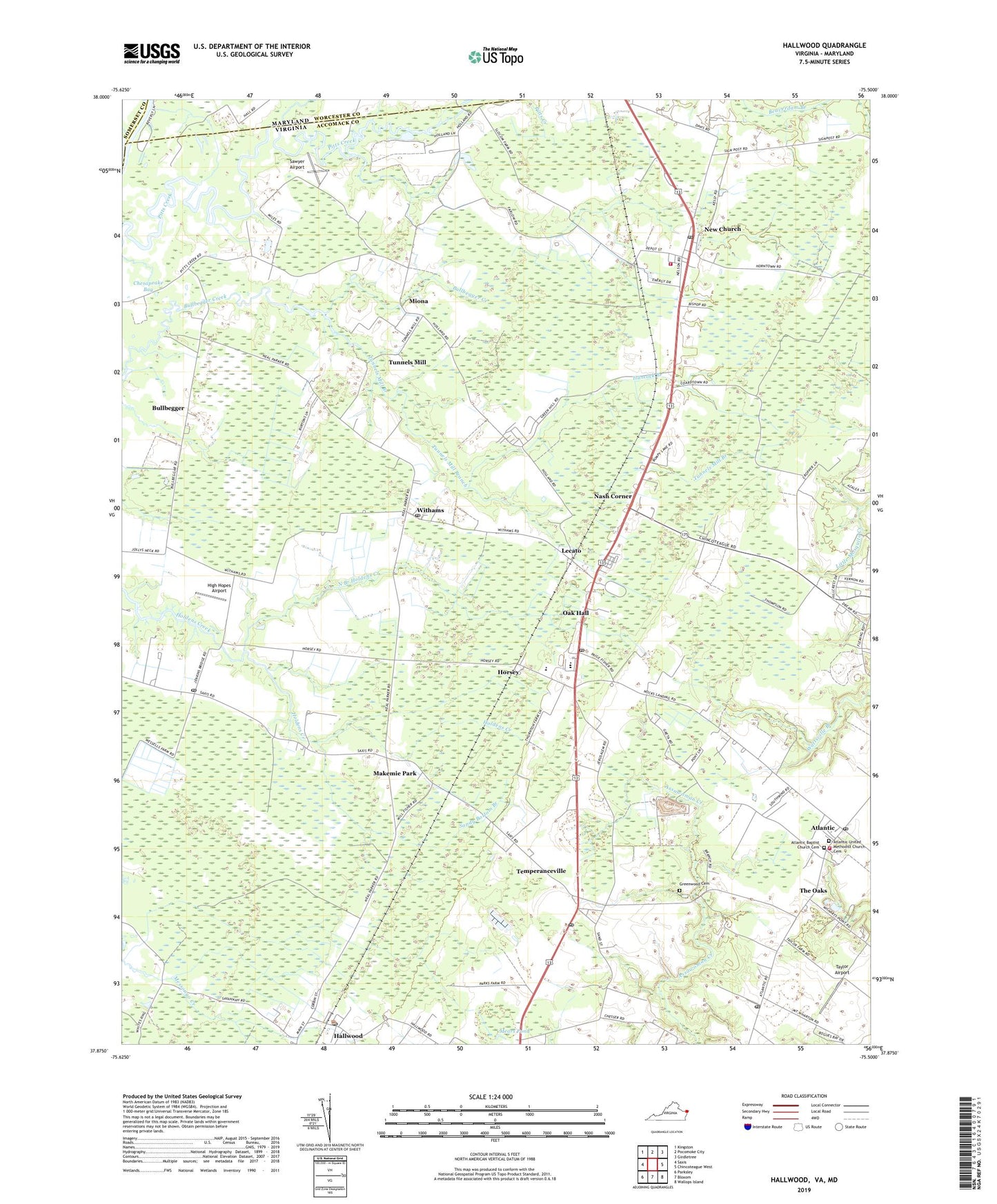 Hallwood Virginia US Topo Map Image