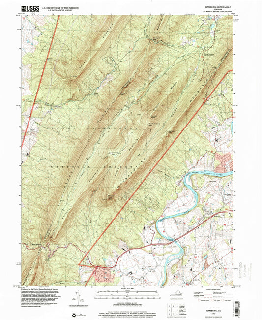 Classic USGS Hamburg Virginia 7.5'x7.5' Topo Map Image
