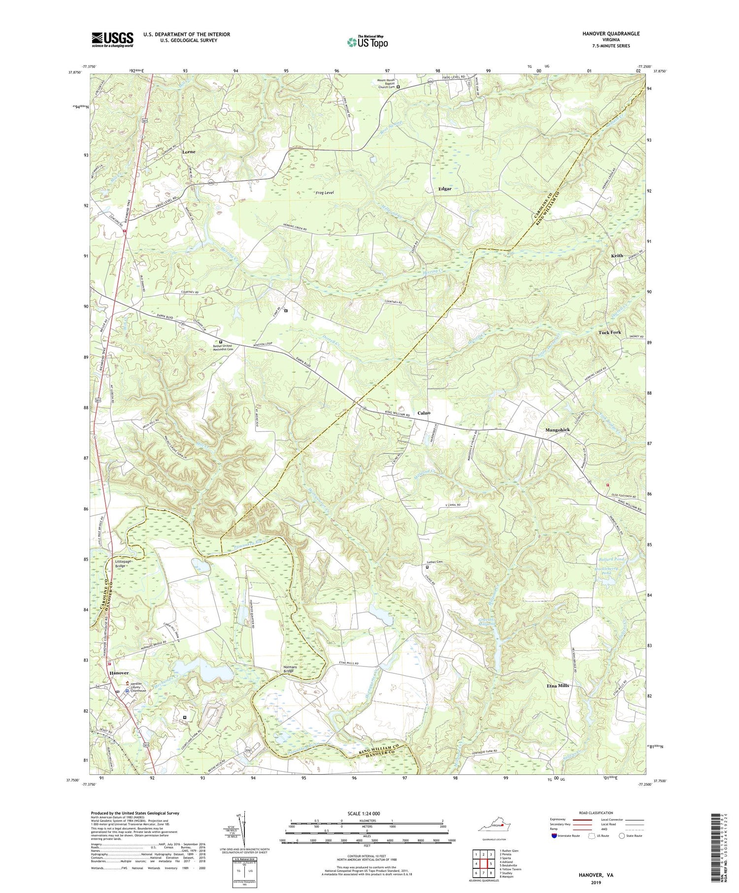Hanover Virginia US Topo Map Image