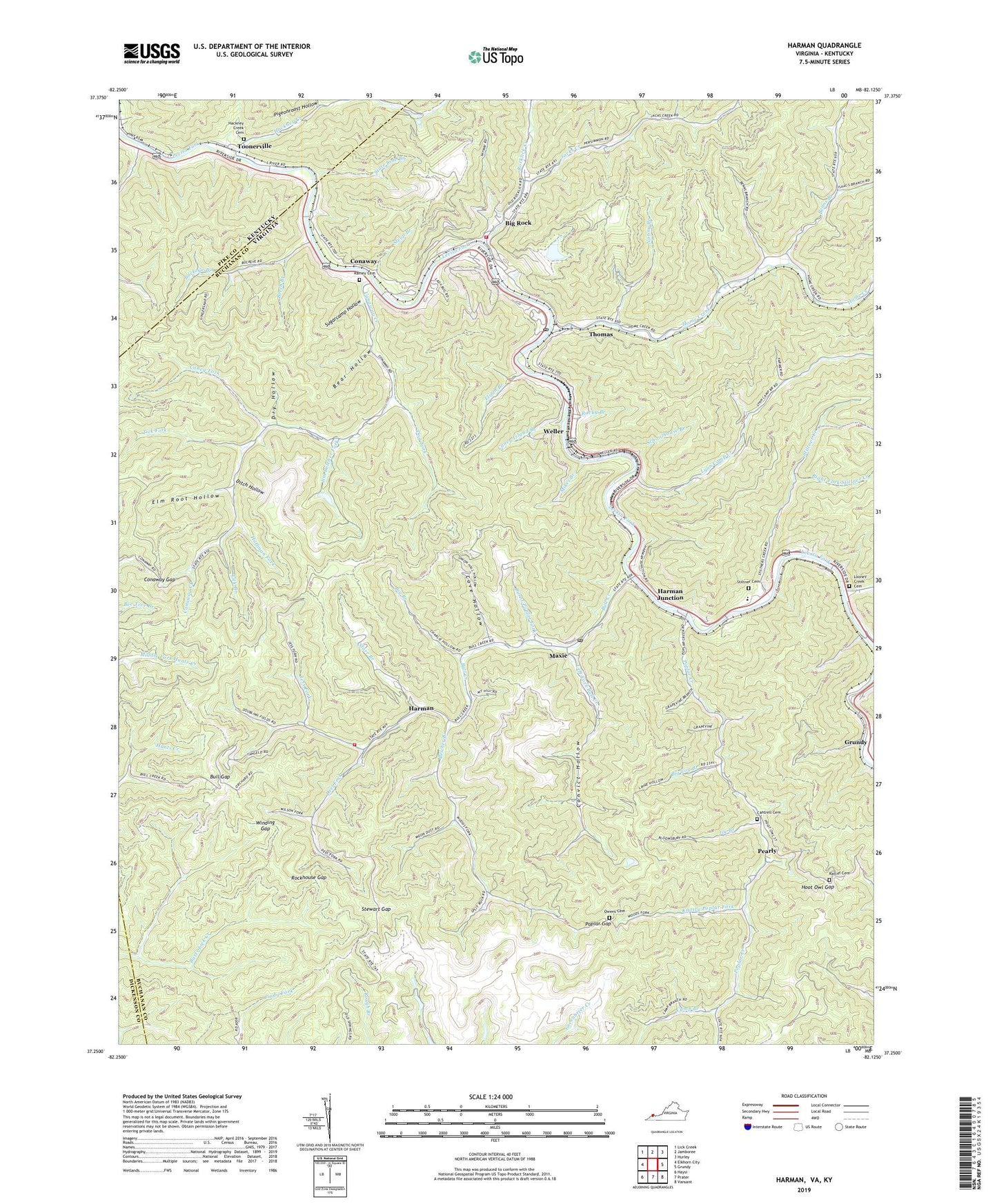 Harman Virginia US Topo Map Image