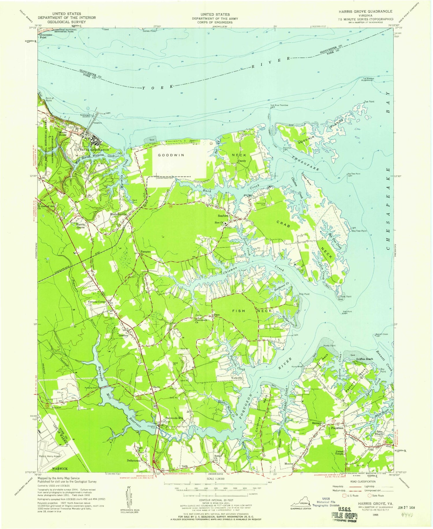 Classic USGS Poquoson West Virginia 7.5'x7.5' Topo Map Image