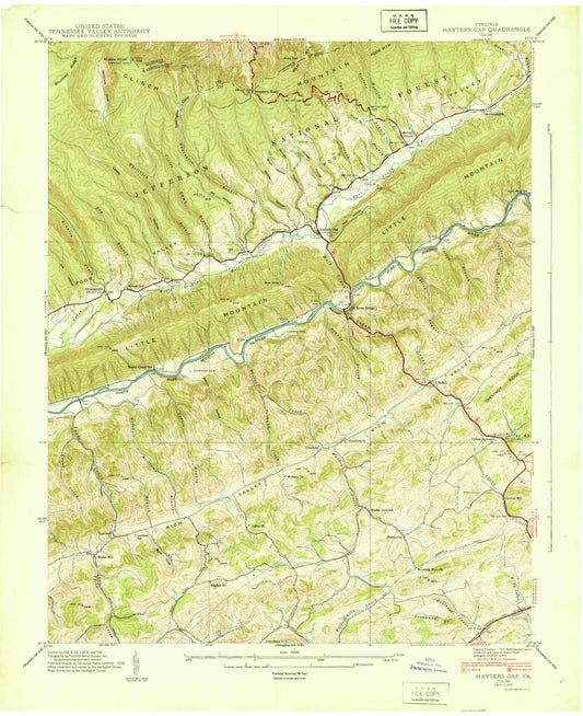 Classic USGS Hayters Gap Virginia 7.5'x7.5' Topo Map Image