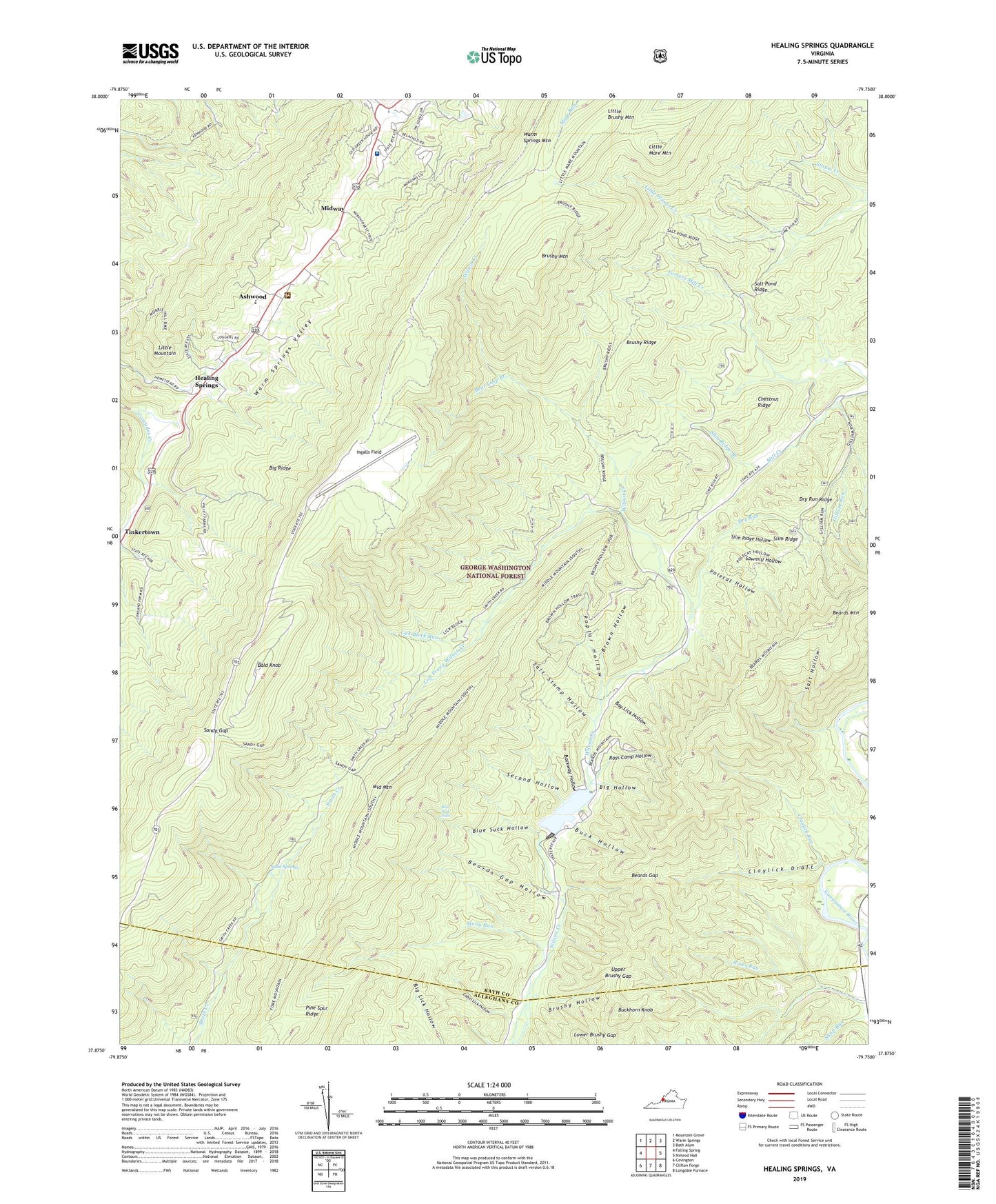 Healing Springs Virginia US Topo Map Image