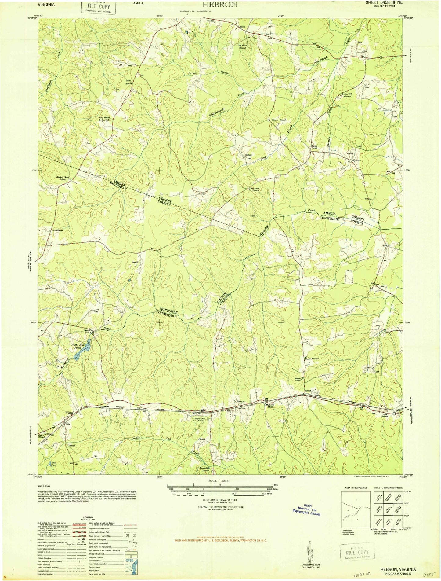 Classic USGS Hebron Virginia 7.5'x7.5' Topo Map Image