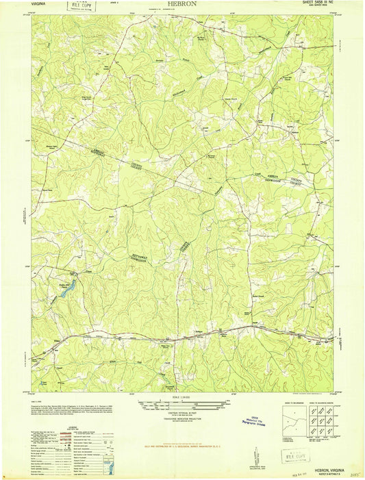 Classic USGS Hebron Virginia 7.5'x7.5' Topo Map Image
