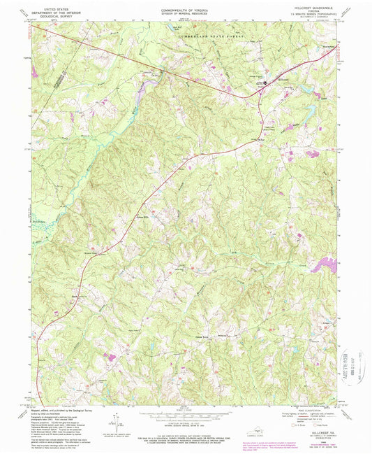 Classic USGS Hillcrest Virginia 7.5'x7.5' Topo Map Image