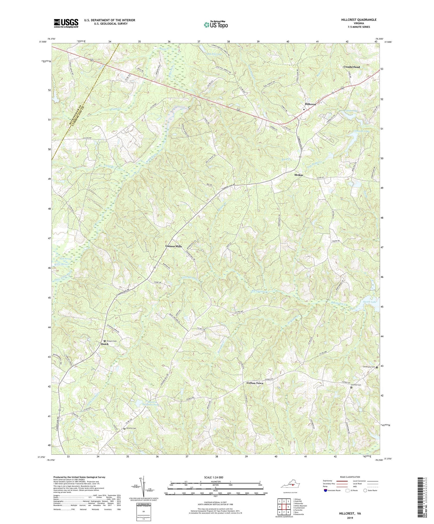 Hillcrest Virginia US Topo Map Image