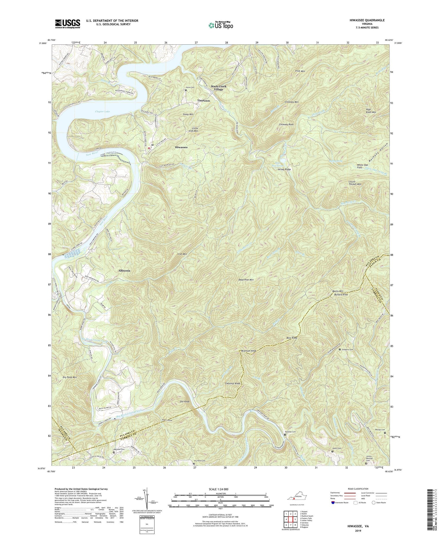 Hiwassee Virginia US Topo Map Image