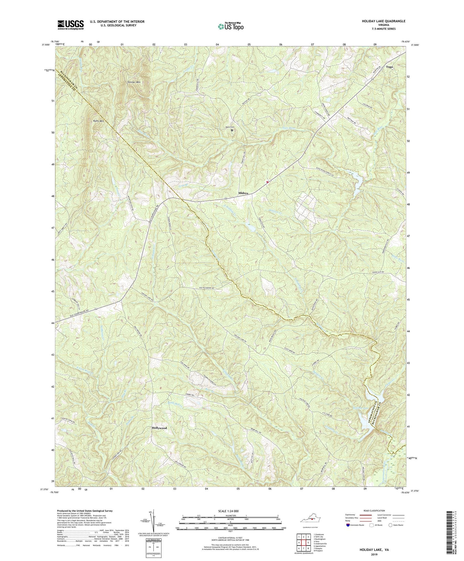 Holiday Lake Virginia US Topo Map Image